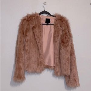 Mauve Pink Faux Fur Coat